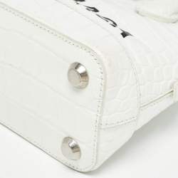 Pre Owned Balenciaga White Croc Embossed Leather XXS Ville Satchel