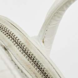 Pre Owned Balenciaga White Croc Embossed Leather XXS Ville Satchel