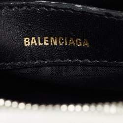 Pre Owned Balenciaga White Croc Embossed Leather XXS Ville Satchel