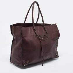 مملوكة مسبقًا Balenciaga Burgundy Leather Papier A4 Tote