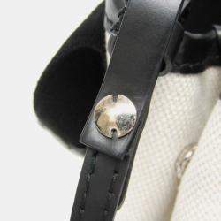 Pre Owned Balenciaga Black/Off-white Canvas and Leather Navy Cabas XS Tote Bag