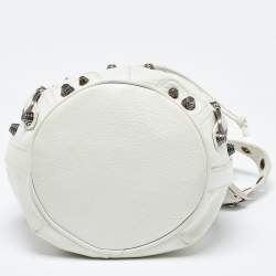 Pre Owned Balenciaga White Leather XS Le Cagole Bucket Bag