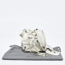 Pre Owned Balenciaga White Leather XS Le Cagole Bucket Bag