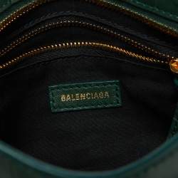 Pre Owned  Balenciaga Green Croc Embossed Leather Mini Classic Metallic Edge City Bag