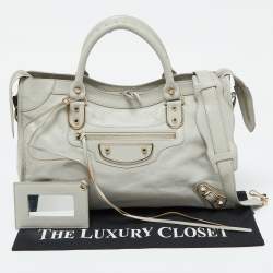 Pre Owned حقيبة يد توتس بالنسياغا ميتاليك إيدج سيتي جلد غريس غليس ميتاليك