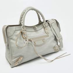 Pre Owned حقيبة يد توتس بالنسياغا ميتاليك إيدج سيتي جلد غريس غليس ميتاليك