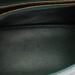 Pre Owned Balenciaga Green Croc Embossed Leather Small Hourglass Top Handle Bag