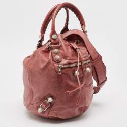 Pre Owned Balenciaga Old Rose Leather GSH Pompon Bag