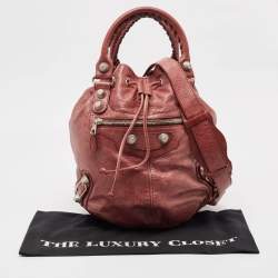 Pre Owned Balenciaga Old Rose Leather GSH Pompon Bag