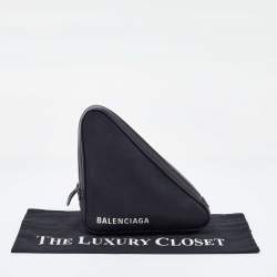 Pre Owned Balenciaga Black Leather Triangle Pouch