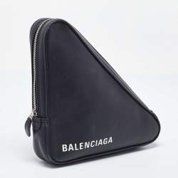 Pre Owned Balenciaga Black Leather Triangle Pouch