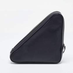 Pre Owned Balenciaga Black Leather Triangle Pouch