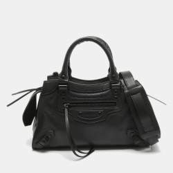 Pre Owned Balenciaga Black Leather Small Neo Classic Tote