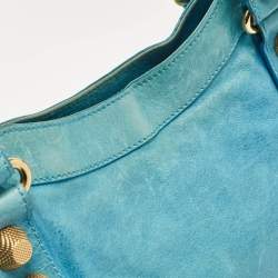 Pre Owned Balenciaga Blue Leather GGH Motorcycle City Bag