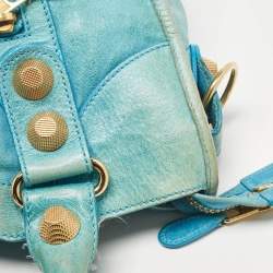 Pre Owned Balenciaga Blue Leather GGH Motorcycle City Bag