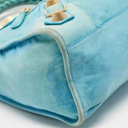 Pre Owned Balenciaga Blue Leather GGH Motorcycle City Bag
