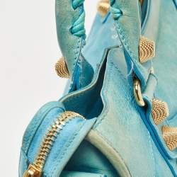 Pre Owned Balenciaga Blue Leather GGH Motorcycle City Bag