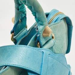 Pre Owned Balenciaga Blue Leather GGH Motorcycle City Bag