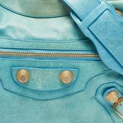 Pre Owned Balenciaga Blue Leather GGH Motorcycle City Bag