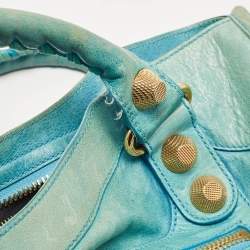 Pre Owned Balenciaga Blue Leather GGH Motorcycle City Bag