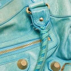 Pre Owned Balenciaga Blue Leather GGH Motorcycle City Bag