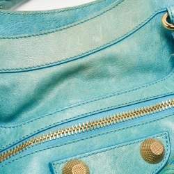 Pre Owned Balenciaga Blue Leather GGH Motorcycle City Bag