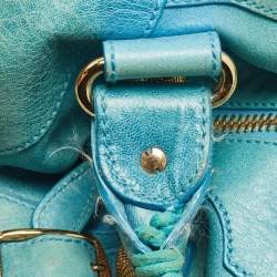 Pre Owned Balenciaga Blue Leather GGH Motorcycle City Bag
