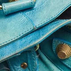 Pre Owned Balenciaga Blue Leather GGH Motorcycle City Bag