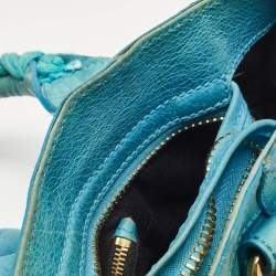 Pre Owned Balenciaga Blue Leather GGH Motorcycle City Bag