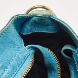 Pre Owned Balenciaga Blue Leather GGH Motorcycle City Bag