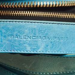 Pre Owned Balenciaga Blue Leather GGH Motorcycle City Bag