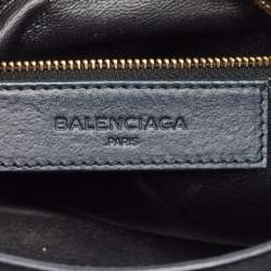 Pre Owned Balenciaga Navy Blue Python and Leather Mini Metallic Edge Classic City Bag