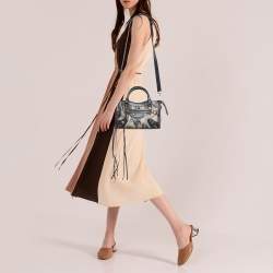 Pre Owned Balenciaga Navy Blue Python and Leather Mini Metallic Edge Classic City Bag