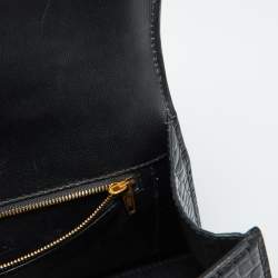 Pre Owned Balenciaga Black Croc Embossed Leather Small Hourglass Top Handle Bag