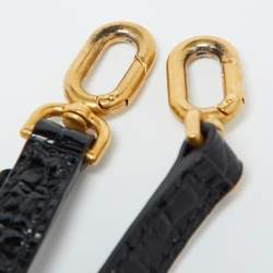 Pre Owned Balenciaga Black Croc Embossed Leather Small Hourglass Top Handle Bag