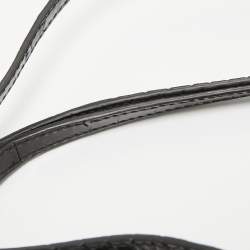 Pre Owned Balenciaga Black Croc Embossed Leather Small Hourglass Top Handle Bag