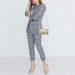 Pre Owned Balenciaga Beige Croc Embossed Leather Hourglass Wallet On Chain