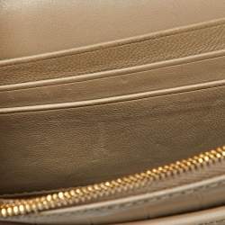 Pre Owned Balenciaga Beige Croc Embossed Leather Hourglass Wallet On Chain