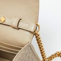 Pre Owned Balenciaga Beige Croc Embossed Leather Hourglass Wallet On Chain