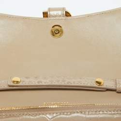 Pre Owned Balenciaga Beige Croc Embossed Leather Hourglass Wallet On Chain