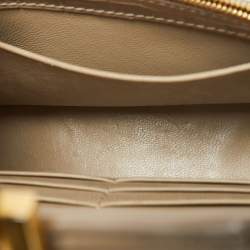 Pre Owned Balenciaga Beige Croc Embossed Leather Hourglass Wallet On Chain