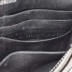 Pre Owned Balenciaga Silver Croc Embossed Leather Hourglass Wallet on Chain