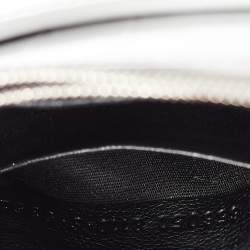 Pre Owned Balenciaga Silver Croc Embossed Leather Hourglass Wallet on Chain