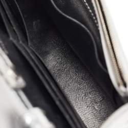 Pre Owned Balenciaga Silver Croc Embossed Leather Hourglass Wallet on Chain