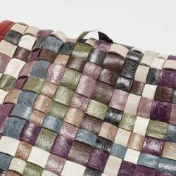 Pre Owned Balenciaga Red/Multicolor Woven Leather and Alligator GSH Work Bag