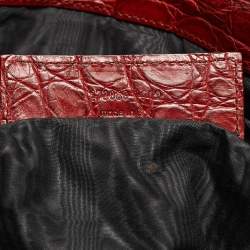 Pre Owned Balenciaga Red/Multicolor Woven Leather and Alligator GSH Work Bag