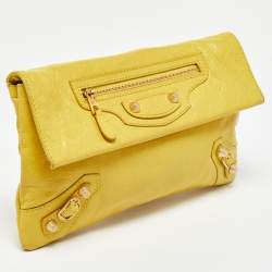 Pre Owned Balenciaga Yellow Leather RH Classic Envelope Clutch