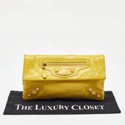 Pre Owned Balenciaga Yellow Leather RH Classic Envelope Clutch