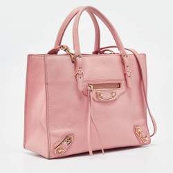 Balenciaga Pink Leather Mini Metallic Edge Papier A4 Tote