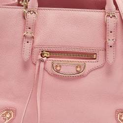 Balenciaga Pink Leather Mini Metallic Edge Papier A4 Tote